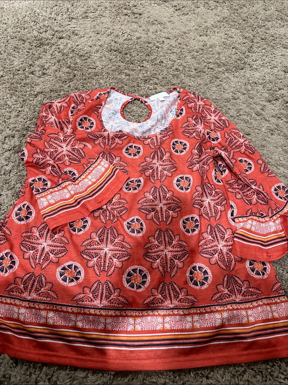 Coral Patterned Boho Tunic Top